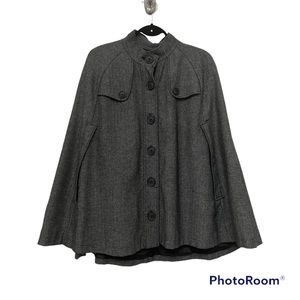 Dark Grey Herringbone Cape Single-breasted button Women's Size L/XL